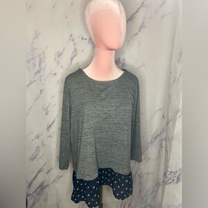 LOFT Heather Gray Layered Long Sleeve Shirt Sz L